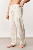 Striped Woven Pajamas - White & Yellow - Mendeez