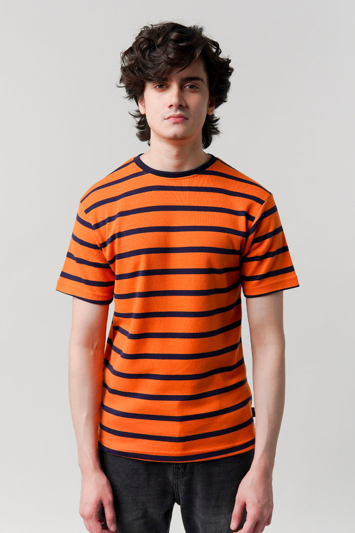 Striped T-Shirt - Orange - Mendeez