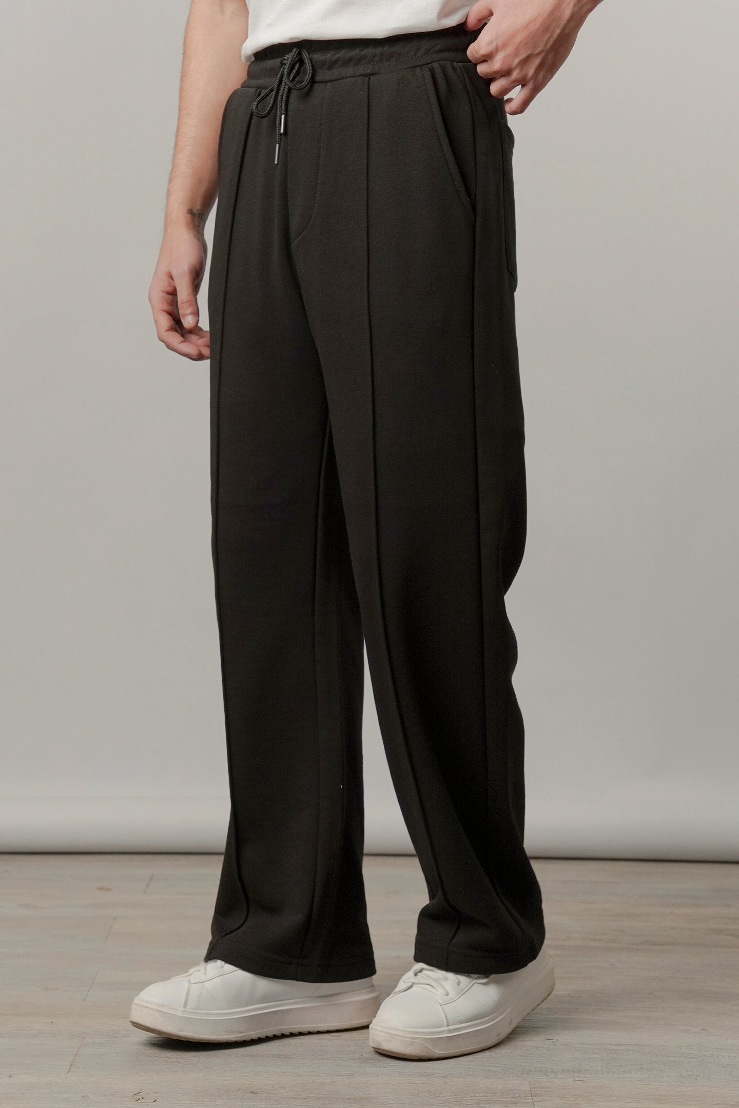 Pintex Jogger Pants - Black - FA - Mendeez