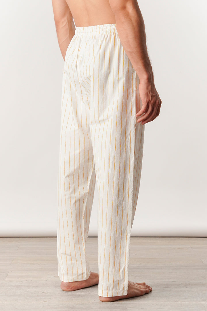 Striped Woven Pajamas - White & Yellow - Mendeez