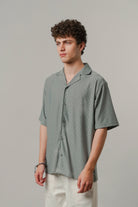 Textured Cuban Shirt - Sage Green - Mendeez