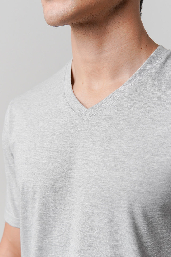 Regular Fit V-Neck T-Shirt - Heather Grey - Mendeez