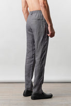 Straight Fit Linen Pants - Grey - Mendeez