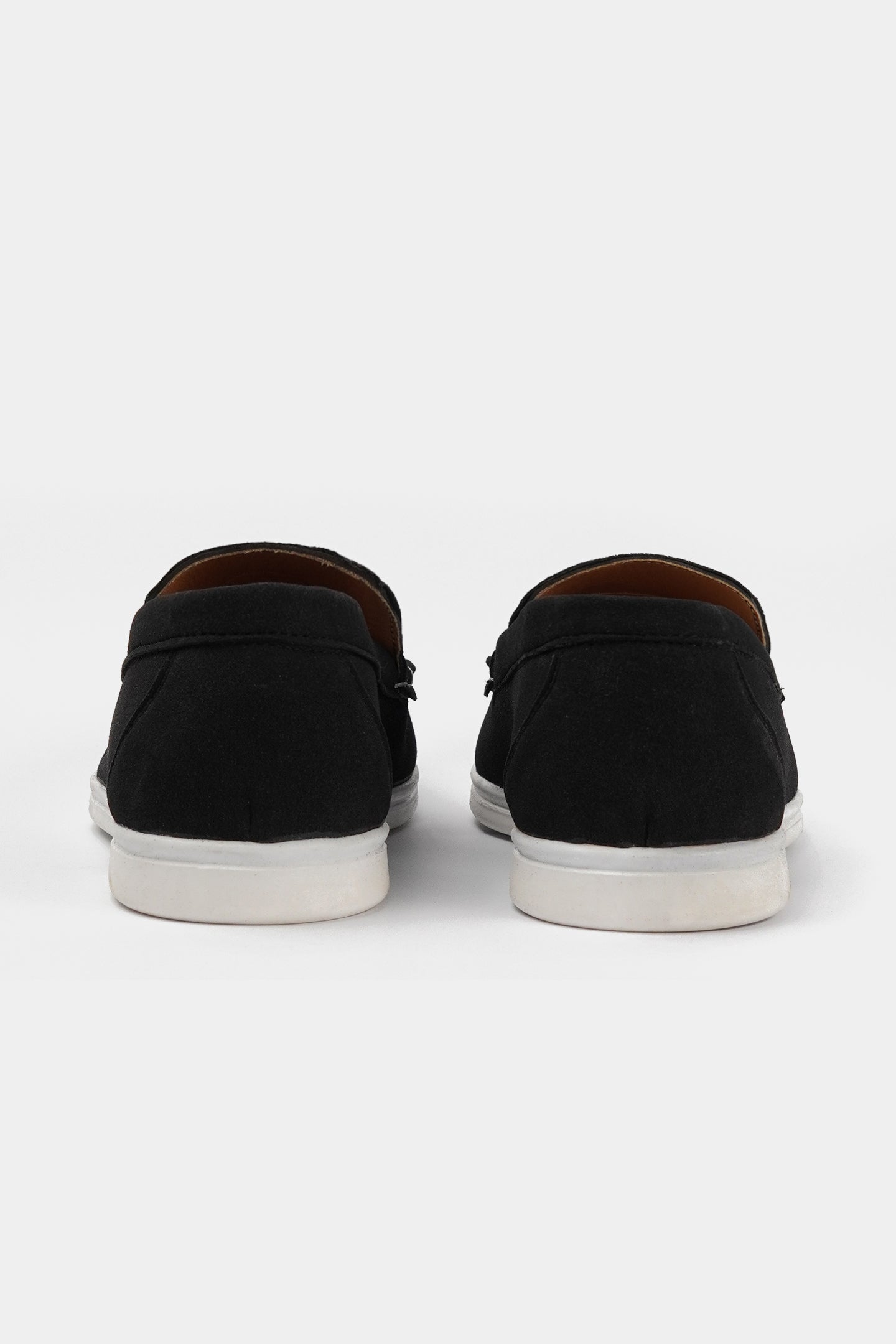 Slip On Suede Loafers - Black - Mendeez
