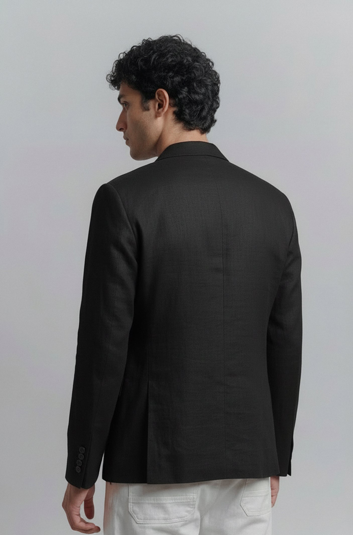 Linen Blazer - Black - Mendeez