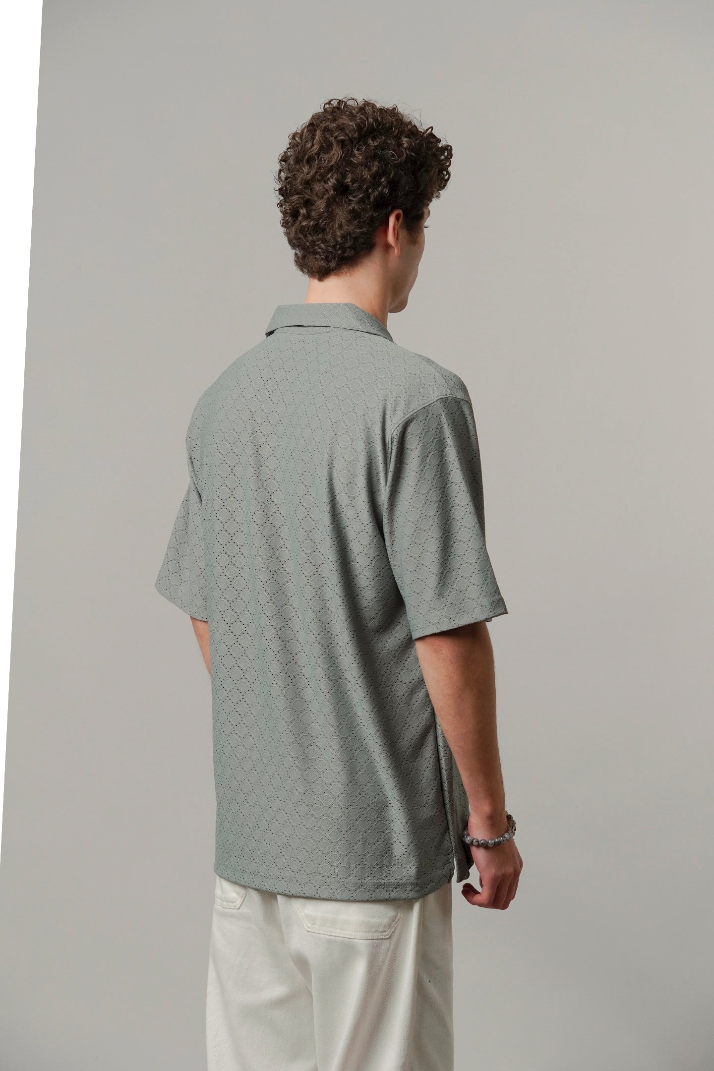Textured Cuban Shirt - Sage Green - Mendeez