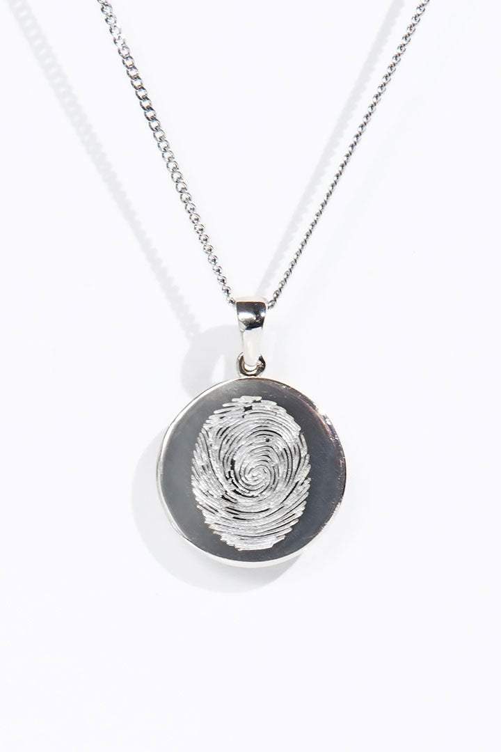 Round Fingerprint Pendant - Silver - Mendeez