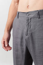 Straight Fit Linen Pants - Grey - Mendeez