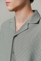 Textured Cuban Shirt - Sage Green - Mendeez