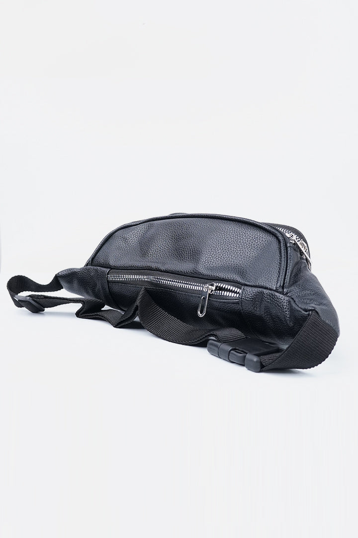 Pebble Leather Waist Bag - Black-6-MENDEEZ