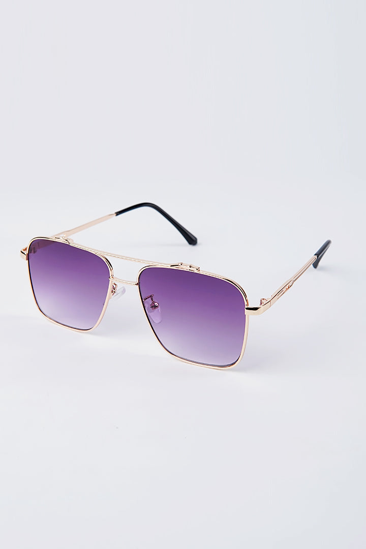 Double Bridge Square Sunglasses - Purple - Mendeez