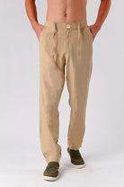 Straight Fit Linen Pants - Cream - Mendeez