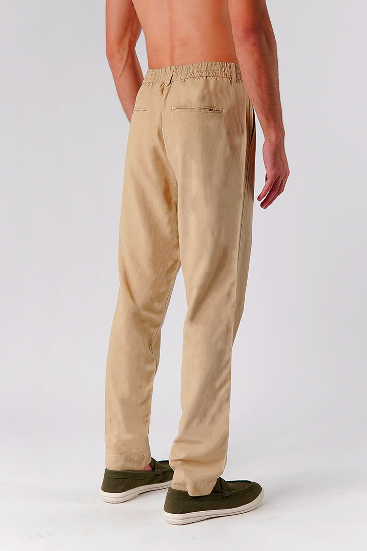Straight Fit Linen Pants - Cream - Mendeez
