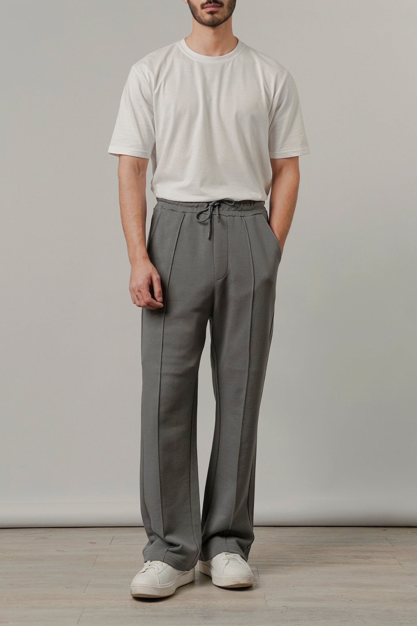 Pintex Jogger Pants - Grey - Mendeez