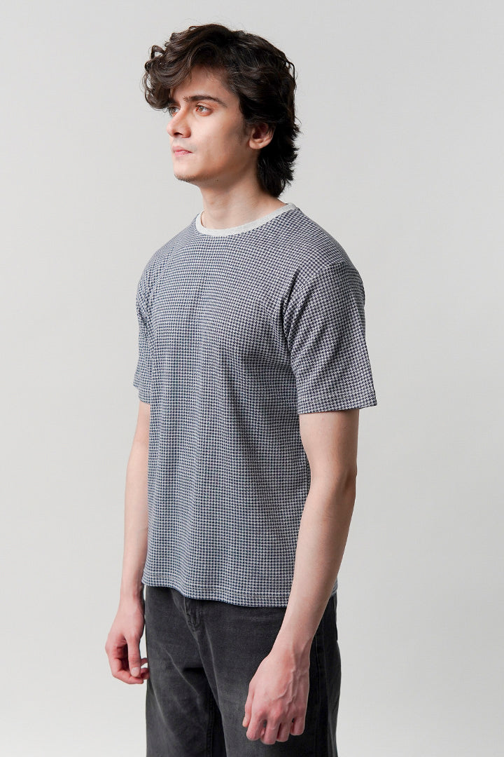 Houndstooth T-Shirt - Grey - Mendeez
