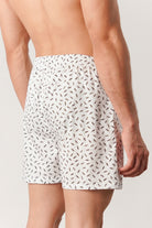 Printed Woven Boxer Shorts - White - Mendeez