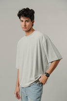 Oversized Knitted Tee - Light Grey - FA - Mendeez