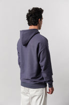 Pullover Embroidered Hoodie - Greyish Blue - Mendeez