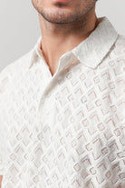 Knitted Polo Shirt - White - Mendeez