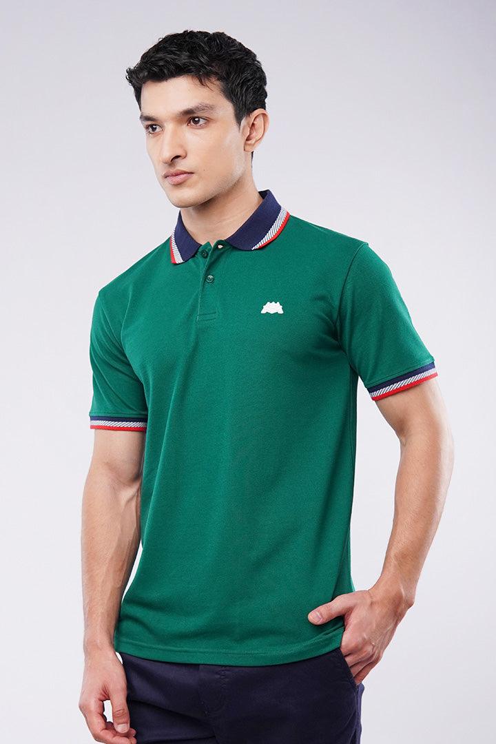 Tipping Collar Polo Shirt - Green - Mendeez