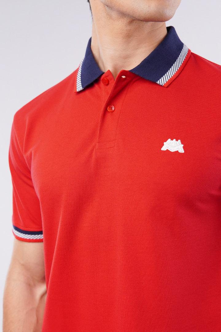 Tipping Collar Polo Shirt - Red - Mendeez