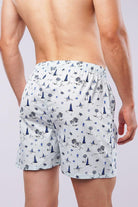 Printed Woven Boxer Shorts - Pastel Blue - Mendeez