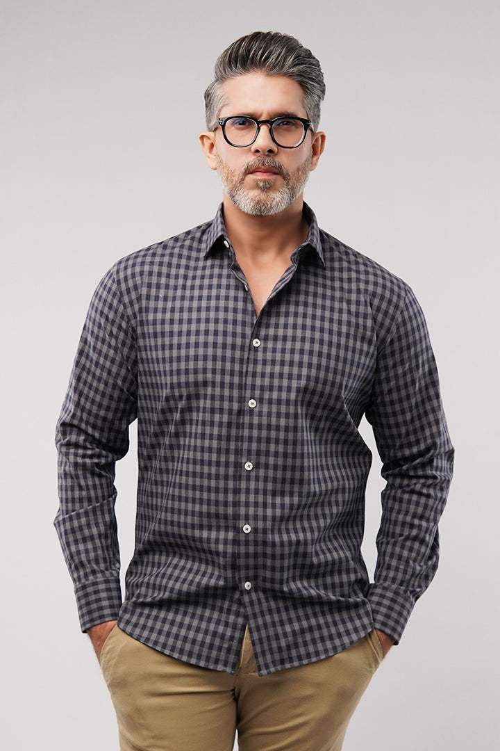 Check Shirt - Grey & Black - Mendeez