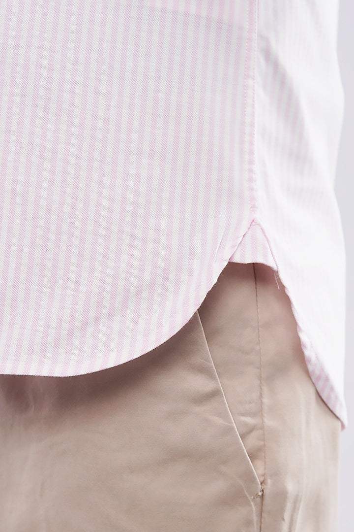 Striped Oxford Shirt - Pink & White - Mendeez