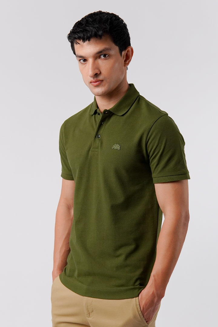 Regular Fit Polo Shirt - Olive Green - Mendeez