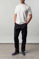 Straight Fit Linen Pants - Navy Blue - Mendeez