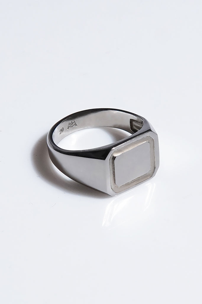 Rectangle Signet Ring - Grey - Mendeez