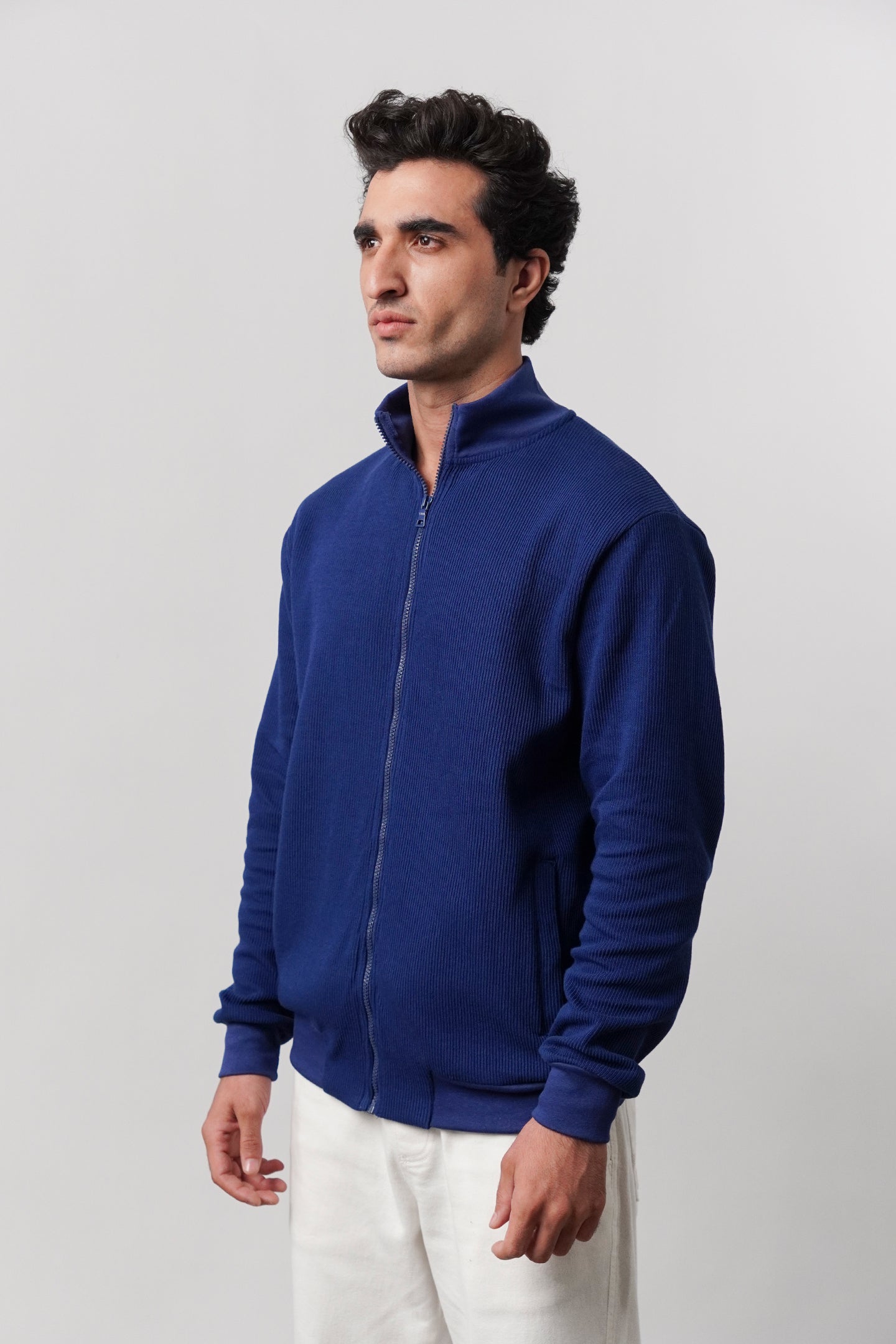 Stand-Up Collar Jacket - Royal Blue - Mendeez