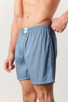 Printed Woven Boxer Shorts - Blue - Mendeez