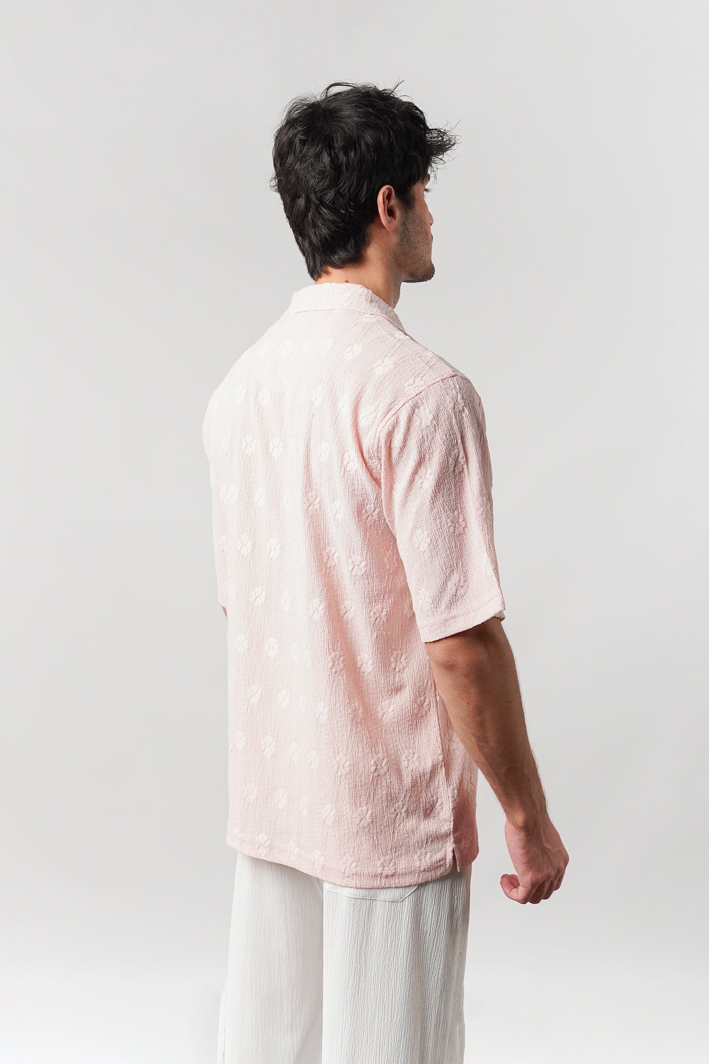 Knitted Cuban Shirt - Powder Pink - Mendeez