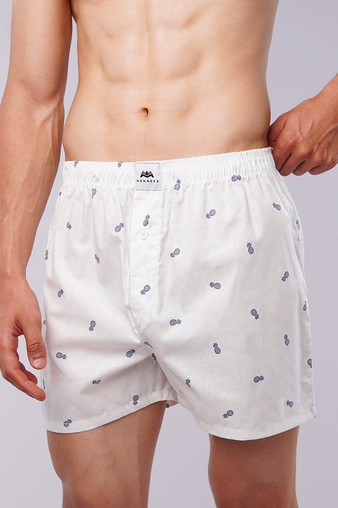 Woven Boxer Shorts - Blue Pineapple - Mendeez