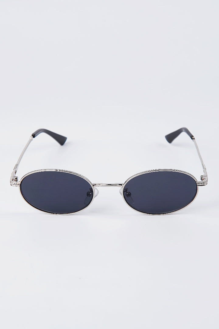 Metal Oval Sunglasses - Black - Mendeez