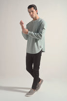 Textured Sweatshirt - Sage Green - Mendeez