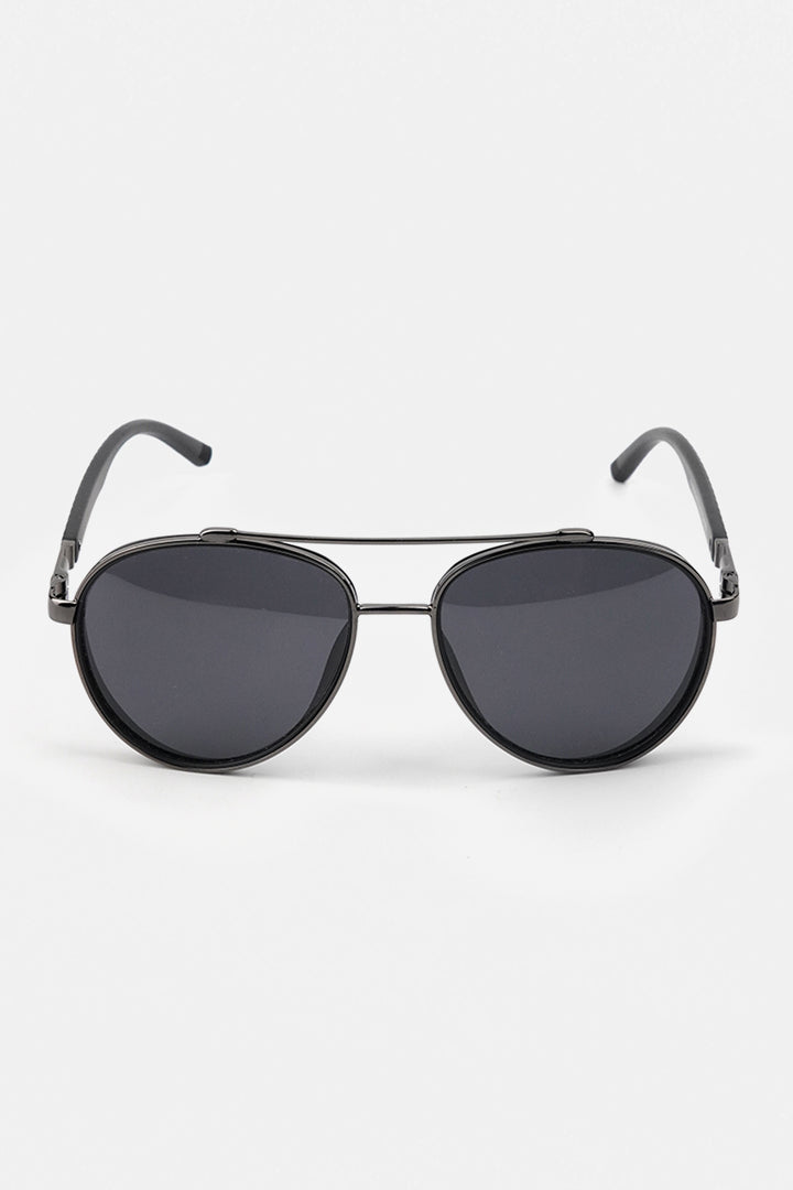 Double Bridge Aviator Sunglasses - Black - Mendeez