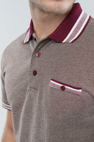 Herringbone Polo Shirt - Brown - Mendeez