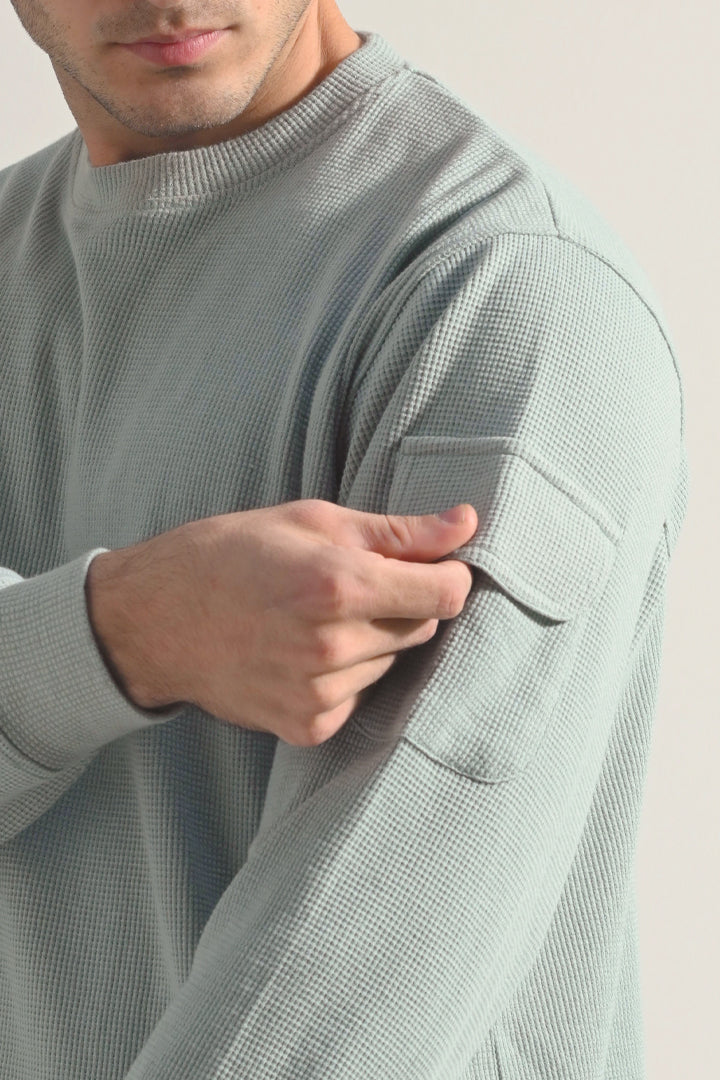 Textured Sweatshirt - Sage Green - Mendeez