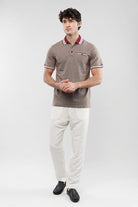 Herringbone Polo Shirt - Brown - Mendeez
