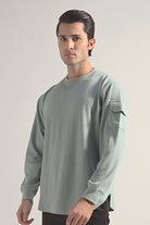 Textured Sweatshirt - Sage Green - Mendeez