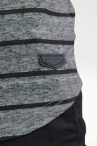 Silvered Slate Mock Neck Striped Sweatshirt - Mendeez PK 