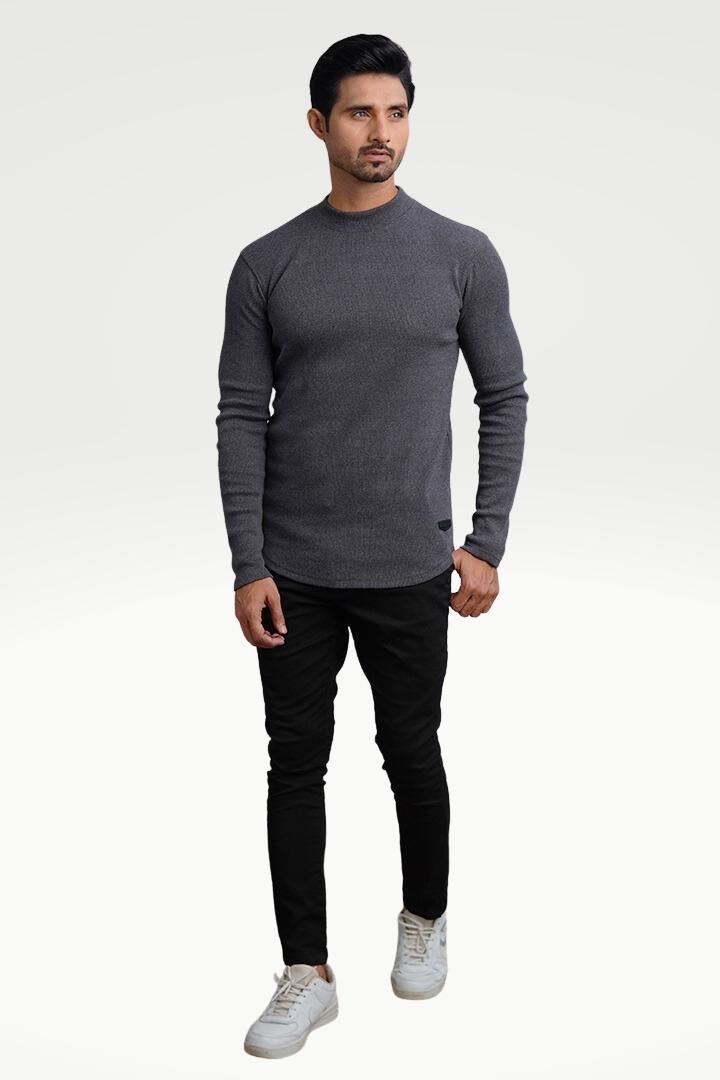 Pebble Gray Mock Neck Sweatshirt - Mendeez PK 