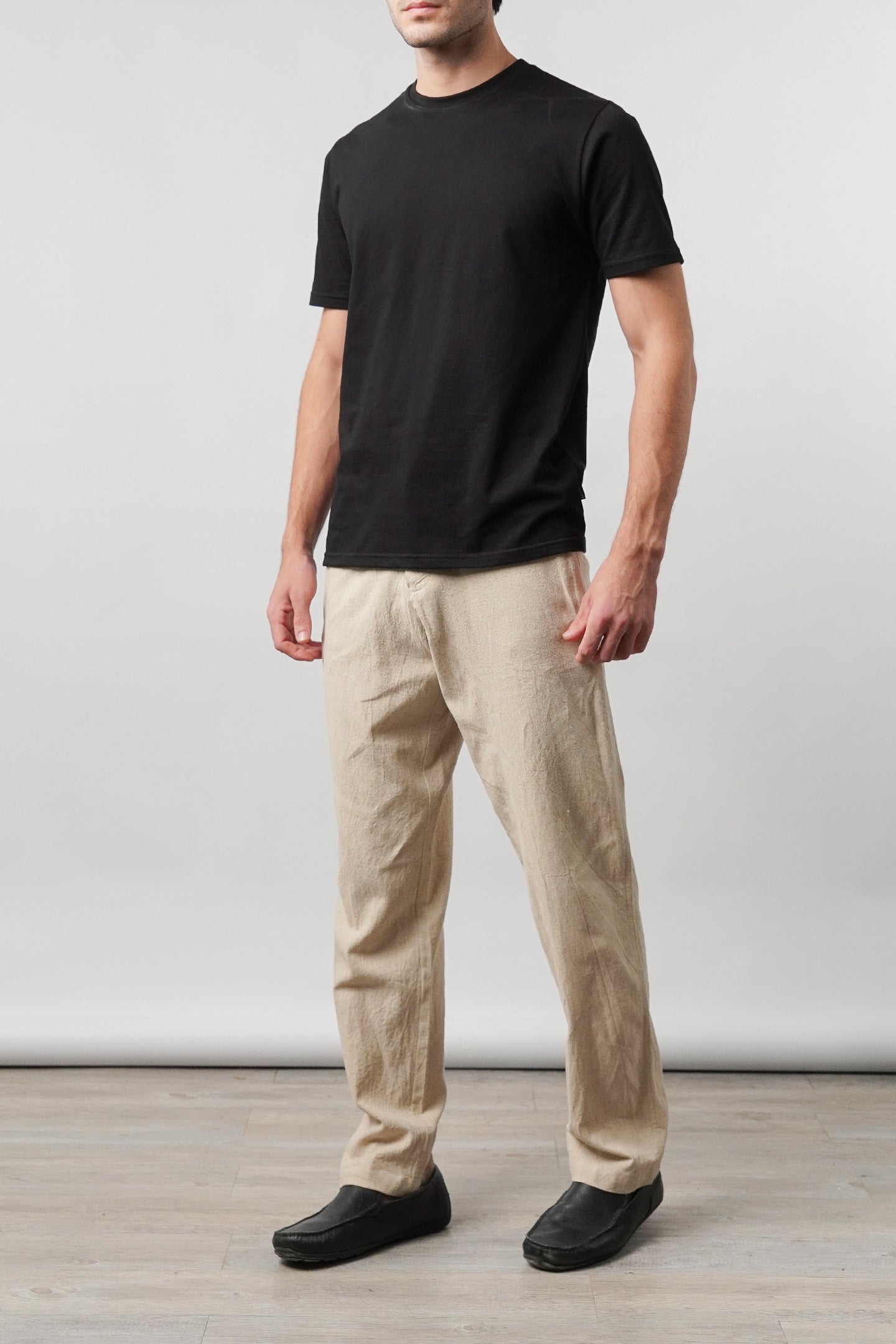 Straight Fit Linen Pants - Beige - Mendeez