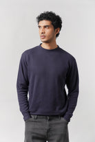 Mock Neck Sweatshirt - Navy Blue - Mendeez