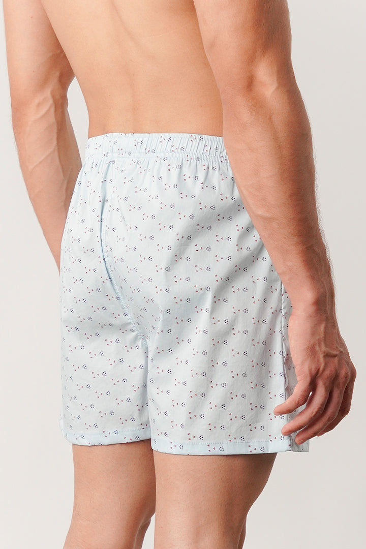 Printed Woven Boxer Shorts - Sky Blue - Mendeez