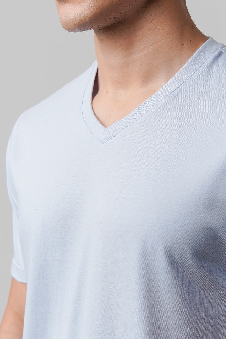 Regular Fit V-Neck T-Shirt - Sky Blue - Mendeez