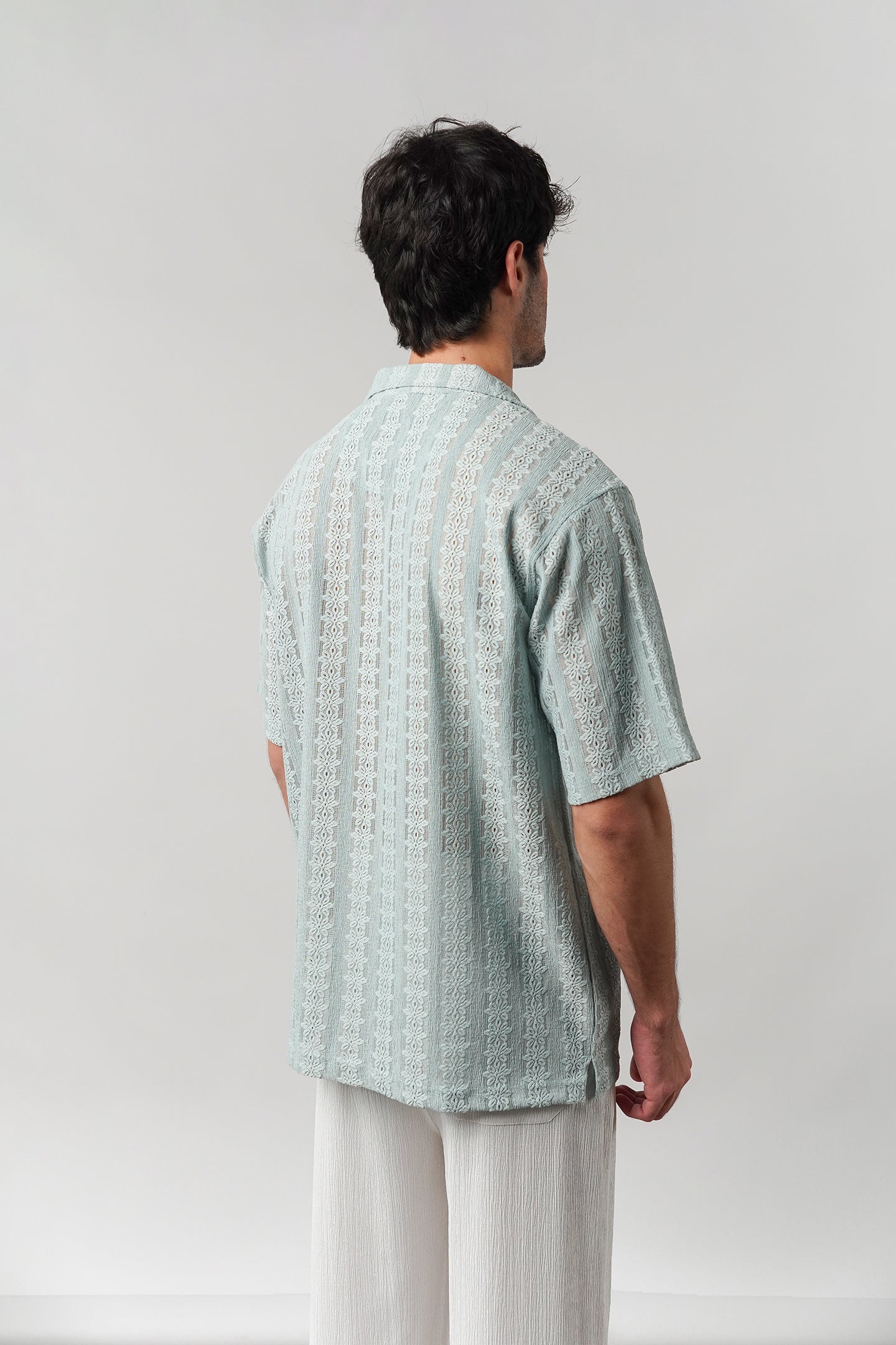 Knitted Cuban Shirt - Turquoise Blue - Mendeez