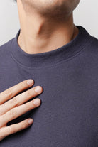 Mock Neck Sweatshirt - Navy Blue - Mendeez